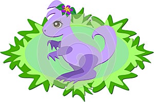 Purple Dinosaur with Plants