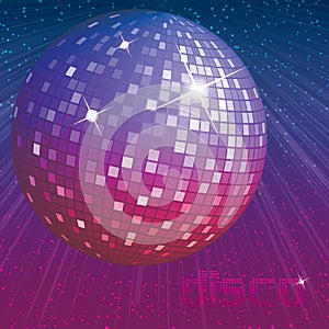 Purple disco ball on dark background