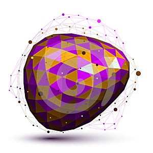 Purple distorted 3D abstract object with lines and dots