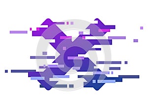 Purple distorted cross. Cancellation, refusal
