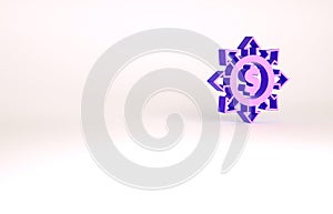 Purple Dollar, share, network icon isolated on white background. Minimalism concept. 3d illustration 3D render