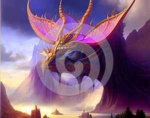 The purple dragon - AI generated art