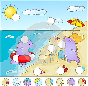 Purple dragons on the beach: complete the puzzle