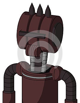 Purple Droid With Multi-Toroid Head And Speakers Mouth And Black Visor Cyclops And Three Dark Spikes