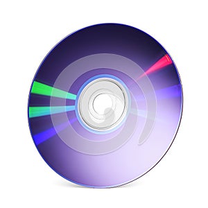 Purple DVD-R writable disk for music, video, movie or data storage isolated on white