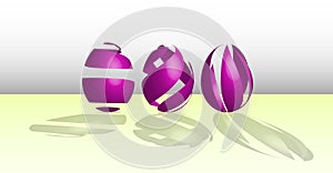 Purple easter eggs made from ribbons