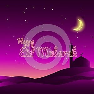 Purple eid mubarak for greeting card