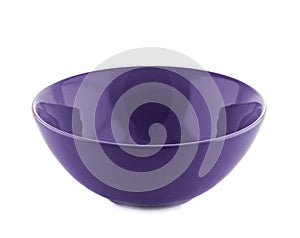 Purple empty bowl isolated on white background.