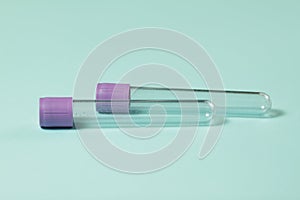 Purple empty vacuum blood collection tube test with EDTA as anticoagulant.