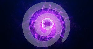 Purple energy sphere with glowing bright particles photo