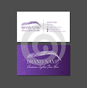 Purple Eyebrows or Brows Artist Business Card Design Template