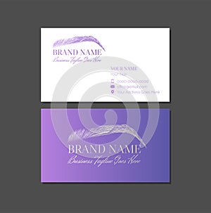 Purple Eyebrows or Brows Make Up Artist Business Card Design Template