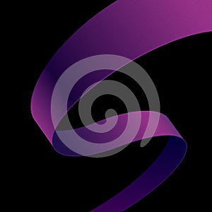 Purple fabric curved ribbon on black background