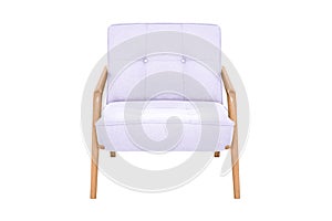 Purple fabric and wood armchair modern designer