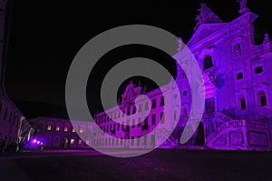 Purple facade of the Certosa of Calci