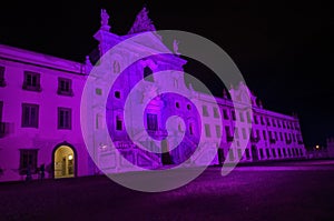 Purple facade of the charterhouse of Calci