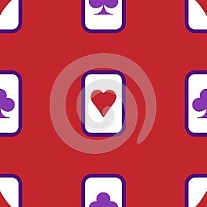 Purple falling playing cards seamless pattern