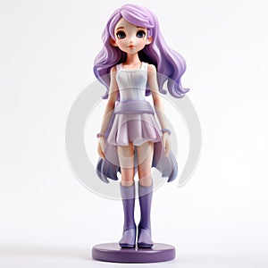 Purple Figurine Of A Charming Anime Character With Lilac Hair