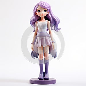 Purple Figurine Of A Charming Anime Character With Lilac Hair photo