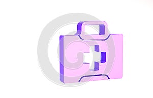 Purple First aid kit icon isolated on white background. Medical box with cross. Medical equipment for emergency