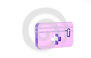 Purple First aid kit icon isolated on white background. Medical box with cross. Medical equipment for emergency