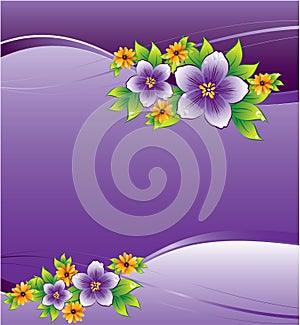 Purple floral background with dew-drop