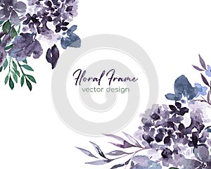 Purple floral watercolor decoration, vector illustration