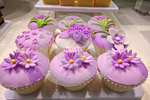 Purple flower cupcakes