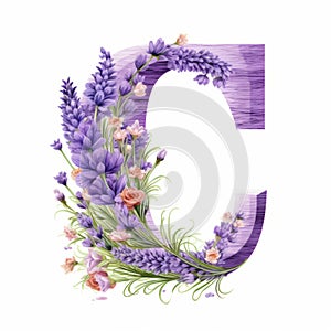 Purple Flower And Lavender Letter C: Realistic And Fantastical Naturecore Design