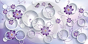 purple flowers with butterflies wallpaper