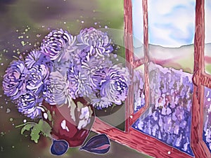 Viola fiori più vicino viola. il dipinto 
