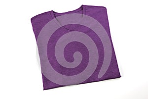Purple folded t-shirt mock up, ready to replace your design.