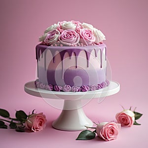 Purple fondant birthday cake