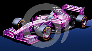 Purple Formula Race Car Driving On Black Background