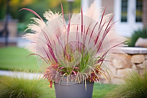 purple fountain grass with beautiful red-purple foliage