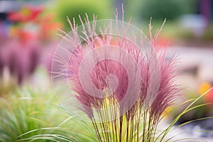 purple fountain grass with beautiful red-purple foliage