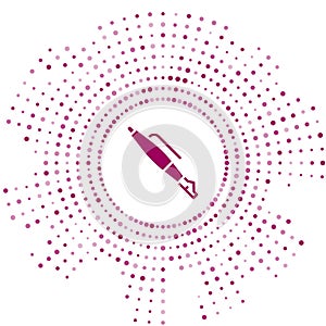 Purple Fountain pen nib icon isolated on white background. Pen tool sign. Abstract circle random dots. Vector