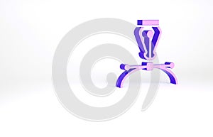 Purple Fountain pen nib icon isolated on white background. Pen tool sign. Minimalism concept. 3d illustration 3D render