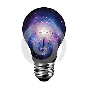 Purple Galaxy Inside A Glowing Lightbulb