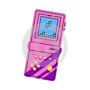 Purple Game Console as Bright Item from Nineties Vector Illustration