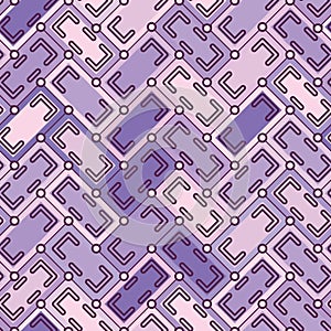 Purple geometric decorative seamless pattern and background