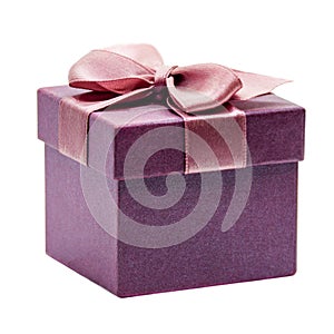 Purple gift box with ribbon