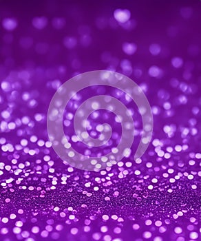 Purple glitter lights, defocused light reflections purple bokeh background, Winter concept, christmas, love