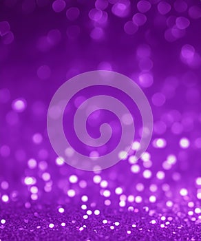 Purple glitter lights, defocused light reflections purple bokeh background, Winter concept, christmas, love