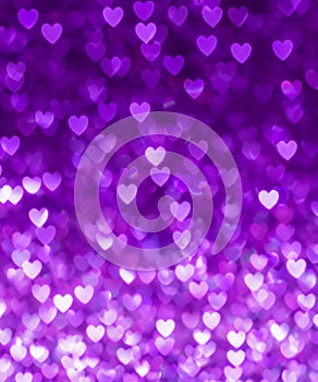 Purple glitter lights, defocused light reflections purple bokeh background, Winter concept, christmas, love