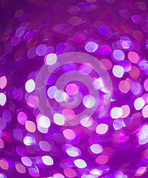 Purple glitter lights, defocused light reflections purple bokeh background, Winter concept, christmas, love