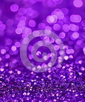 Purple glitter lights, defocused light reflections purple bokeh background, Winter concept, christmas, love