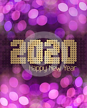 Purple glittery Happy New Year 2020