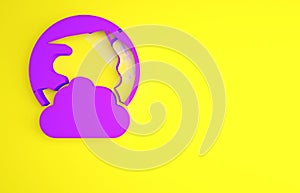 Purple Global technology or social network icon isolated on yellow background. Minimalism concept. 3d illustration 3D