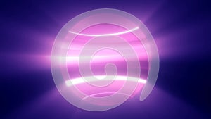 Purple glowing planet star in space glows with bright rays of the sun magical energy lines, shiny circle ball sphere. Abstract